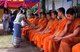 Thailand: Sprinkling water on monks at Wat Paen Wen during the Thai New Year Songkran (Water) Festival, Chiang Mai, northern Thailand